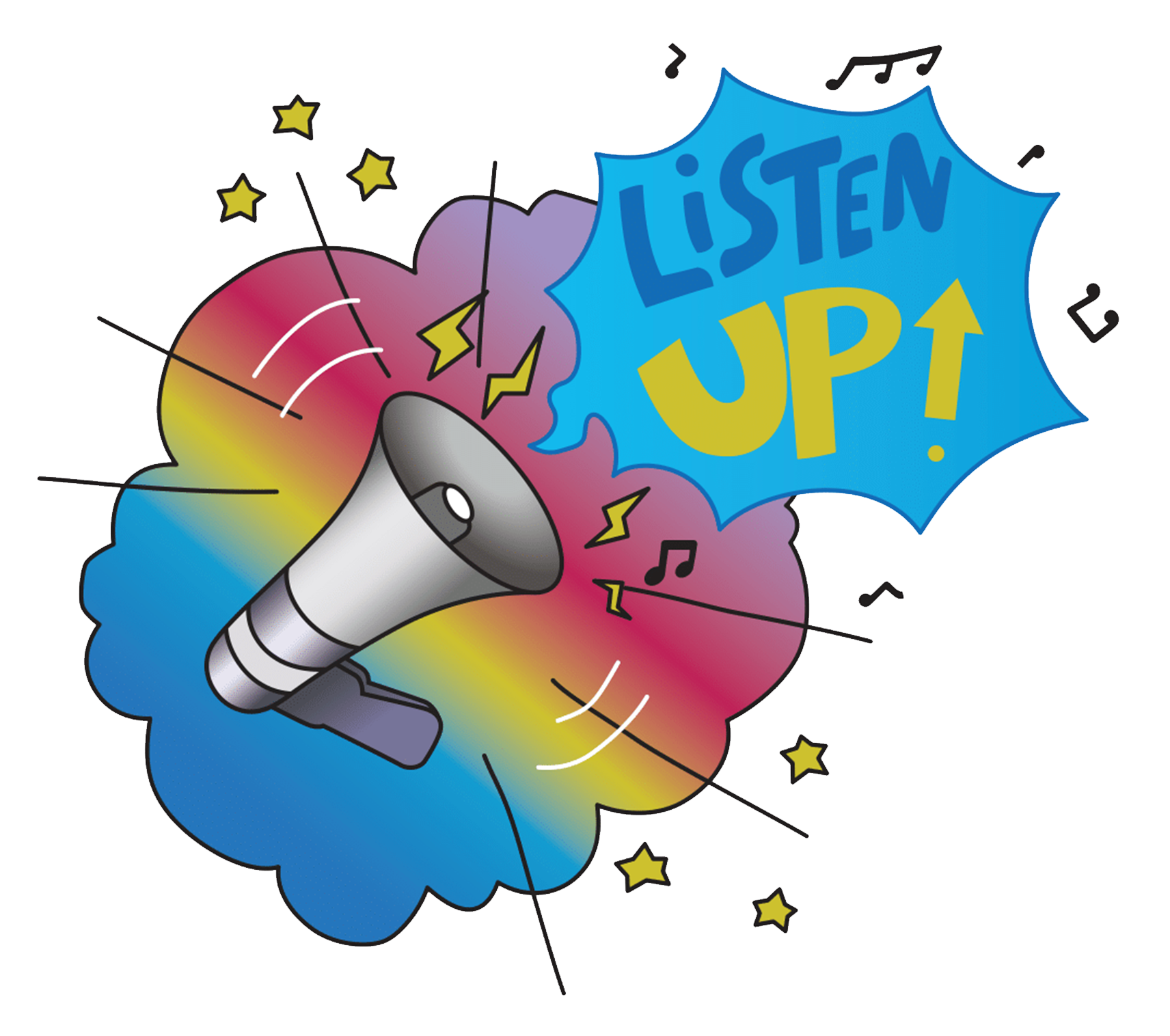 The Listen Up logo with the words